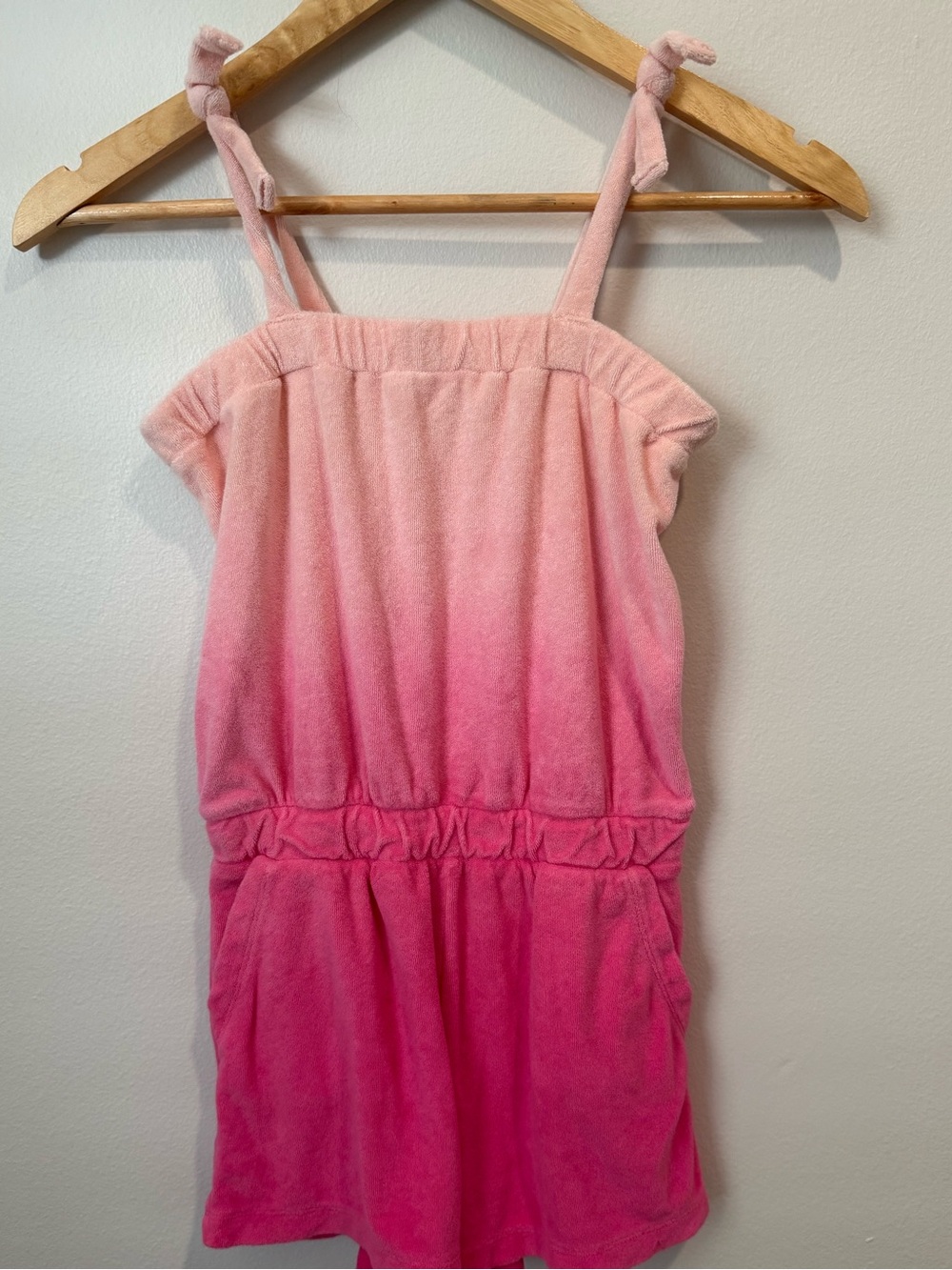 Gap Kids Pink Baby Pink Ombre Terry Cloth Cover Up Romper Pockets Size Medium
